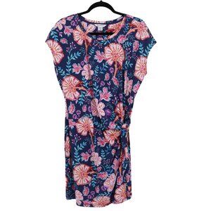 Tommy Bahama Flowers Of India T-Shirt Dress Womens M Blue Vacation Resort Cruise